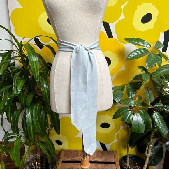 Vintage MCM 50s 60s Pale Gray Stone Thin Pussybow Ascot Scarf or Tie Waist Belt - Picture 4 of 8